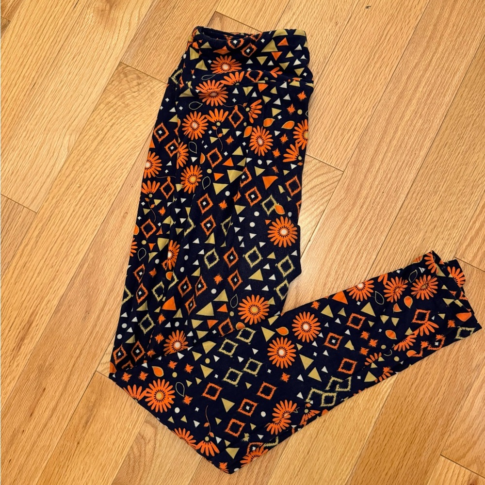 Blue & orange pattenerrd LulaRoe leggings- OS